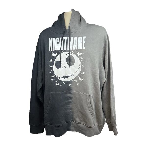 Disney Nightmare Before Christmas Gray Graphic Pullover Hoodie Sweatshirt XL New - Picture 3 of 9